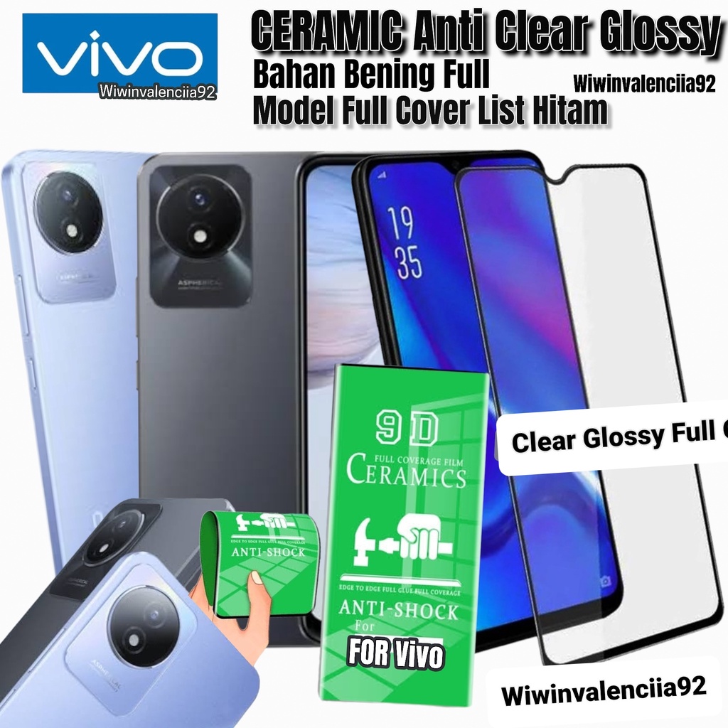 Tempered Anti PECAH VIVO Y02 Y02s Y01 Y1S Y75 KERAMIK TPU Clear-Bening/Glossy/Bluelight Glosy/Blue Light Matte/A Glare-A-Minyak-OIL Mate Doff/Anti SPY Privacy-Tidak Bisa lihat Dari samping-Black-Hitam-Gelap/kaca Full Cover CUSTOM CERAMIC- NFC 5G 4G S Y 02