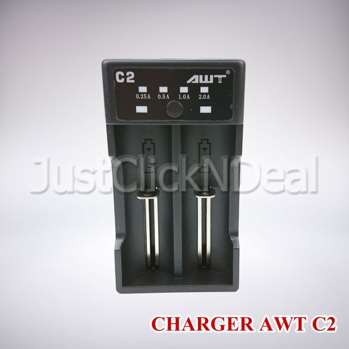 AUTHENTIC AWT C2 FAST CHARGING 2A USB CHARGER BATERAI 18650 26650