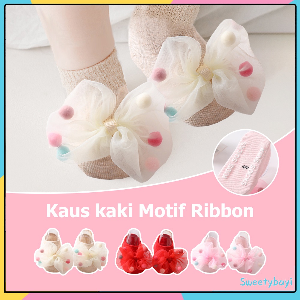 Sweetybayi Kaos kaki anak bayi balita perempuan anti slip kaus kaki bayi anak ruffle pita