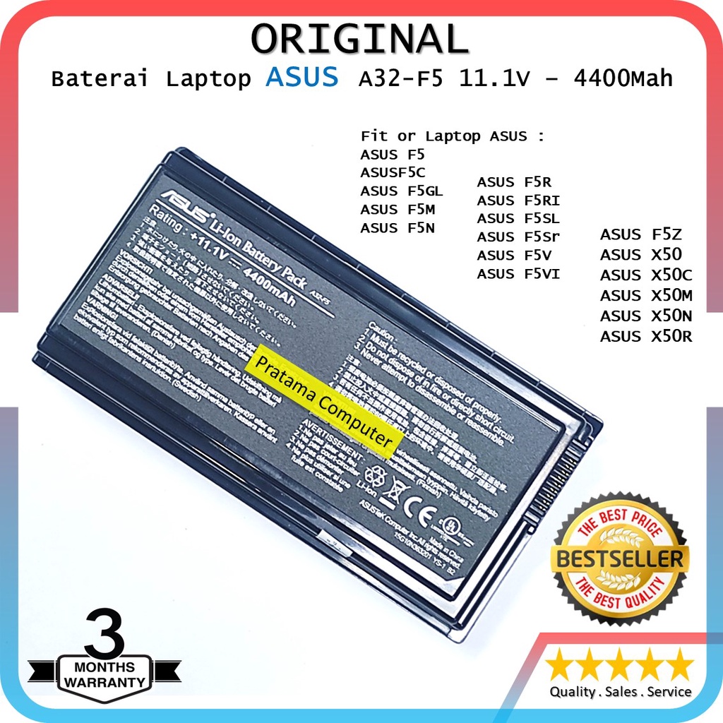 Baterai Original Laptop Asus F5 ASUS F5Z X50 X50C Series A32-F5 11.1V 4400Mah