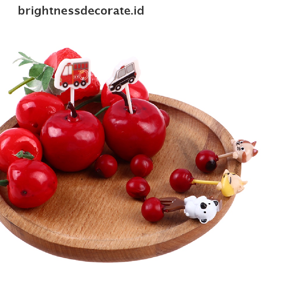 [Birth] 6 Pcs Hewan Kucing paw Buah Garpu Mini Kartun Anak Snack Kue Pick Tusuk Gigi [ID]