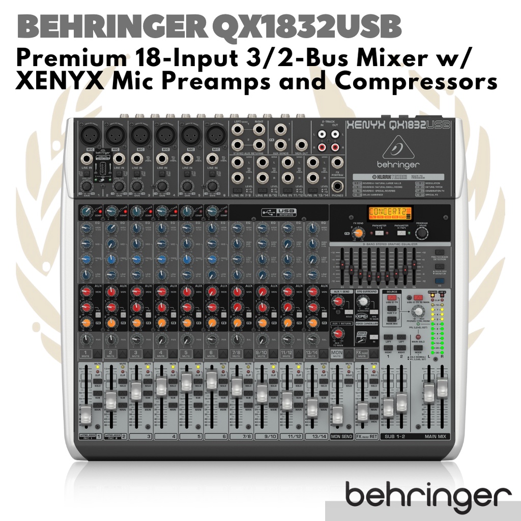 Behringer Xenyx QX1832USB Premium 18 Input 3/2-Bus Mixer USB Interface