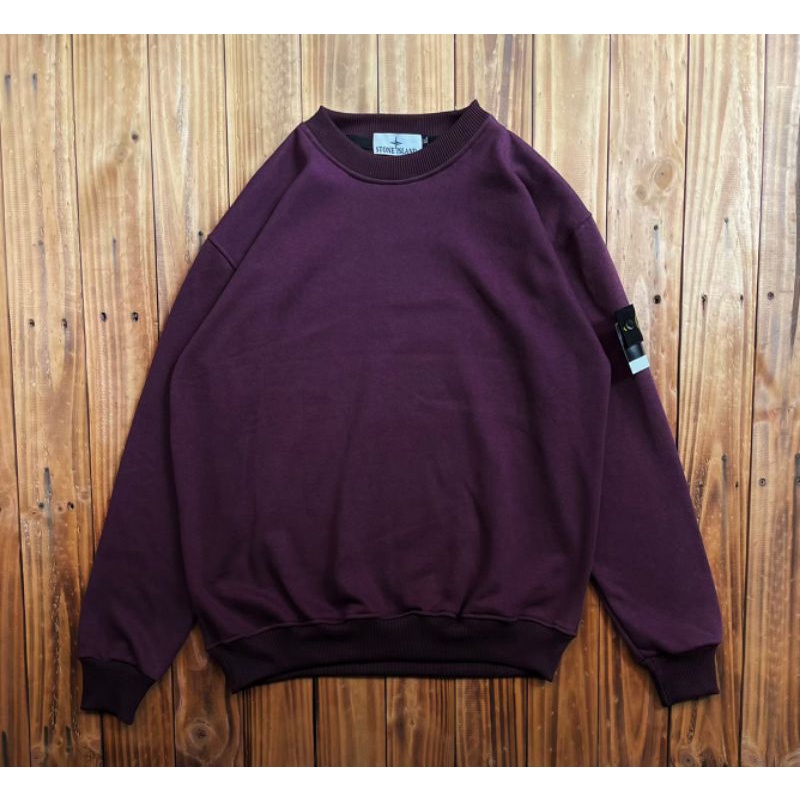 CREWNECK STONE ISLAND SIMPLE LOGO TAG LENGAN SAMPING | CREWNECK SIMPLE STONE ISLAND