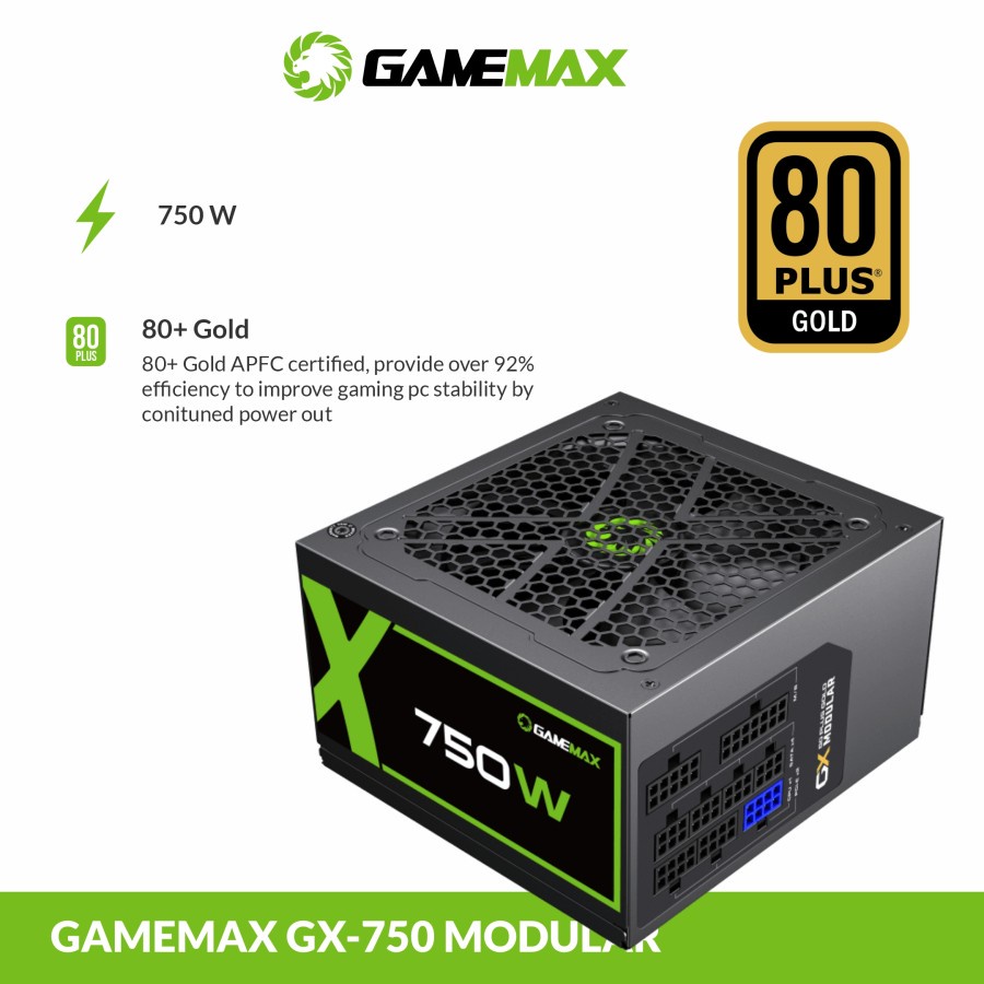 Power Supply 750W Gamemax GX-750 Modular 80+ Gold ATX - 750W