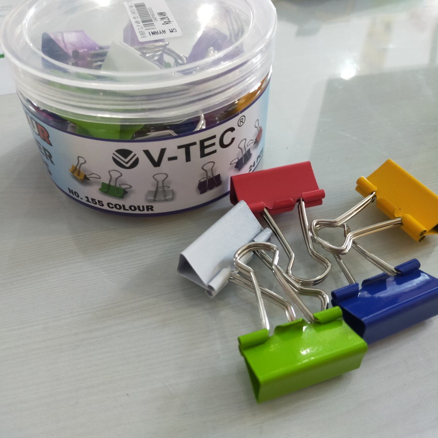 

V-TEC Binder Clip Warna No. 155 [24 Pcs/Tabung]