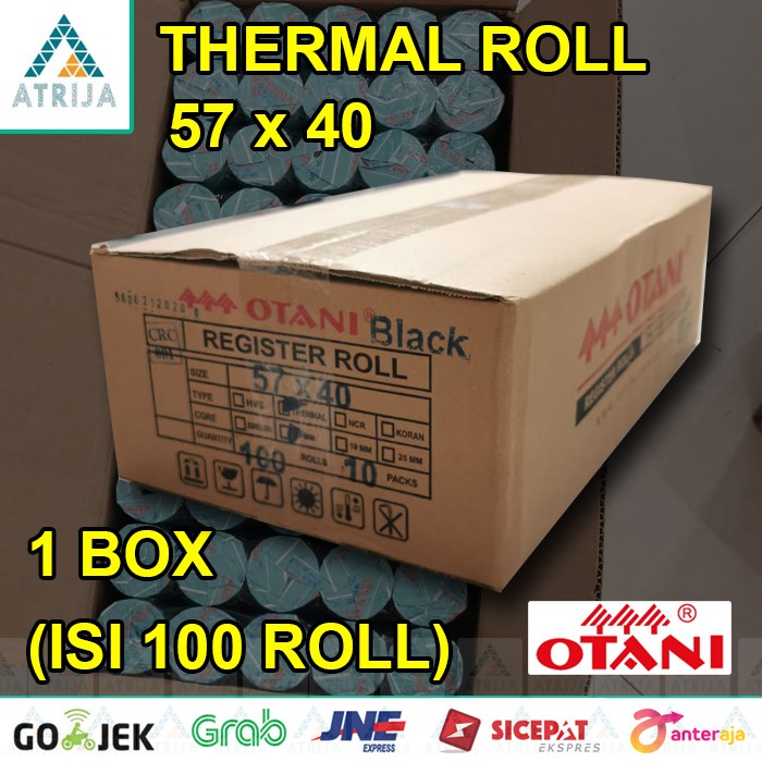

1 BOX (100) Kertas Struk Thermal Paper Roll Black 57x40