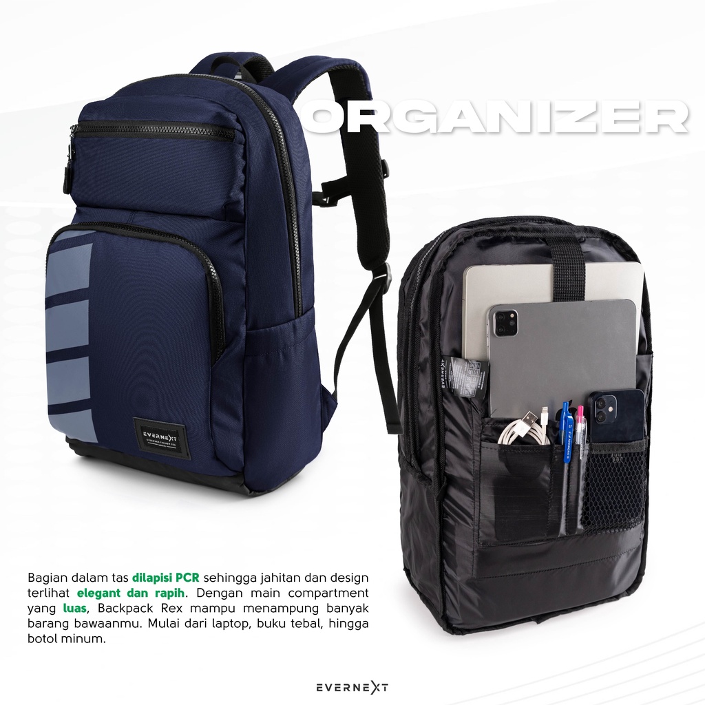 Tas Ransel Punggung Backpack Sekolah Besar Kuliah Traveling Travel Kasual Casual Laptop Jumbo Pria Cowok Cewek Cewe Cowo Perempuan Wanita Laki Laki Unisex Daypack Up To 14 Inch Distro Gunung Dewasa Remaja Fashion Original Ori 100% Unisex Evernext EVES03