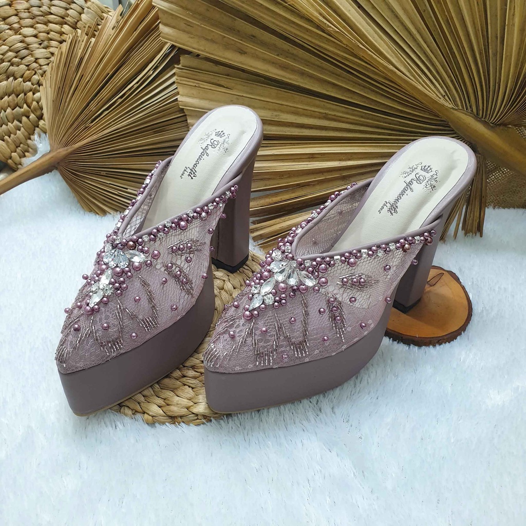 sepatu wanita wedding alena mauve hak tinggi 12cm tahu