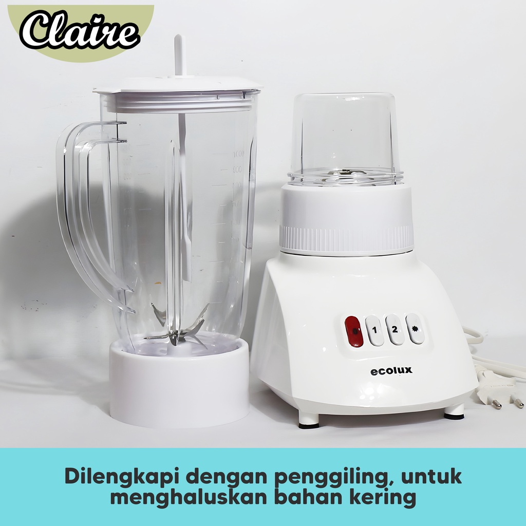 Blender ECOLUX BL - T11PC / 6 Mata Pisau / Dry Mill / GELAS ANTI PECAH  / 190Watt