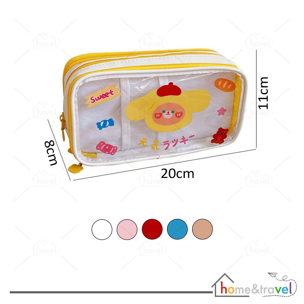 HOVELSHOP Tas Pouch Tempat Penyimpanan Serbaguna Minimalis Pensil Case Motif Kartun Lucu