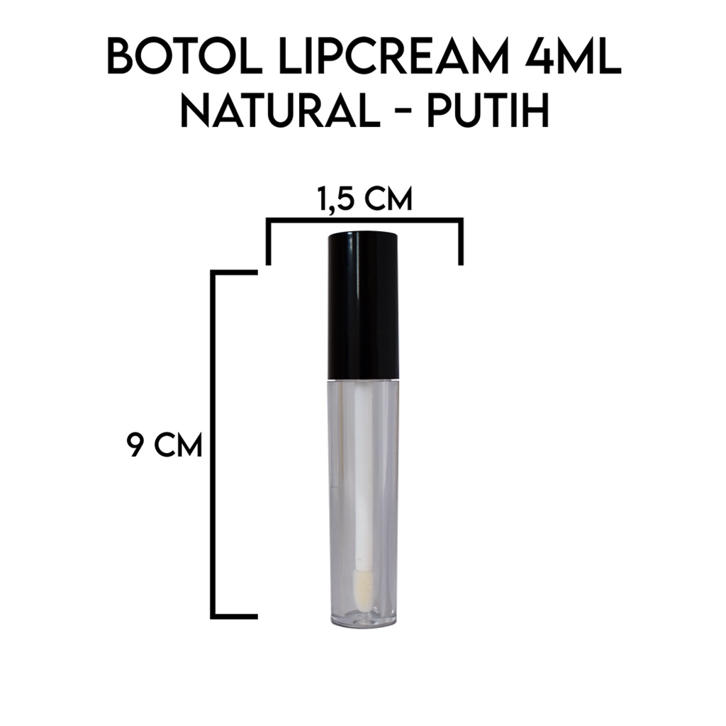 Botol lip cream 4ml/botol lip gloss 4ml tutup hitam matte