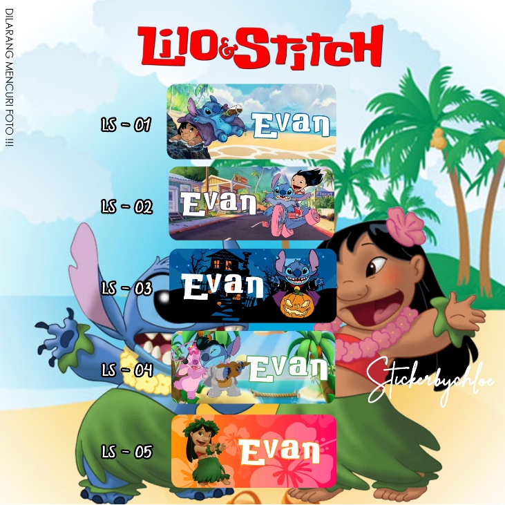 

Sticker Lilo Stitch Label Nama Anak Waterproof 40pcs-180pcs SET-01