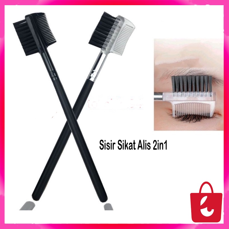 ✅ BISA COD Sisir Dan Sikat Alis 2in1 Eyeliner  Black Satuan - Sisir Alis Dan Bulumata 1Pcs - Sikat Alis 14 Cm 2 Warna