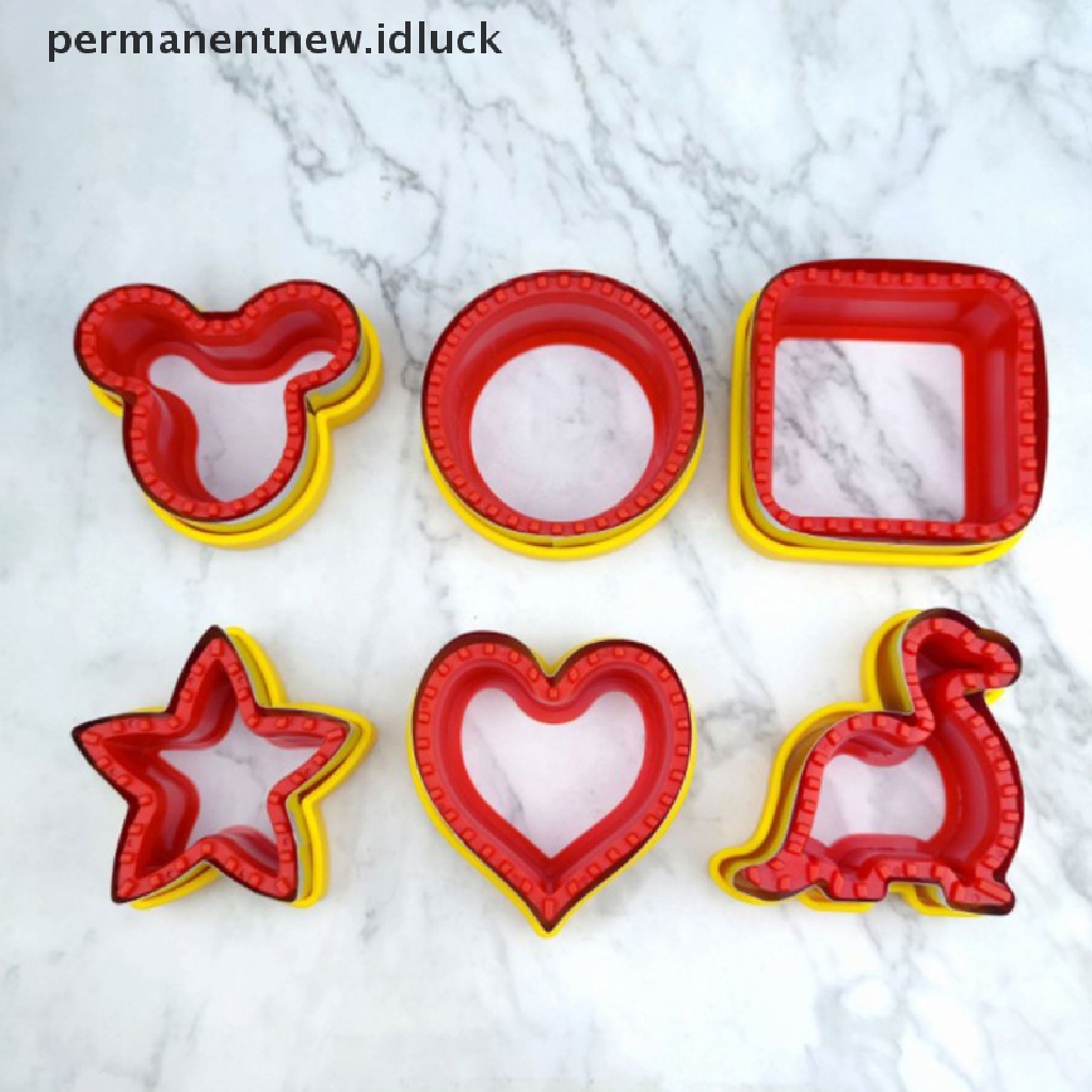 [luckypermanentnew] Pemotong Buah Untuk Makanan Anak Cookie Sandwich Mold Maker Dengan Bentuk Cetakan Roti Sayur Set Dapur Bento Tools [ID]