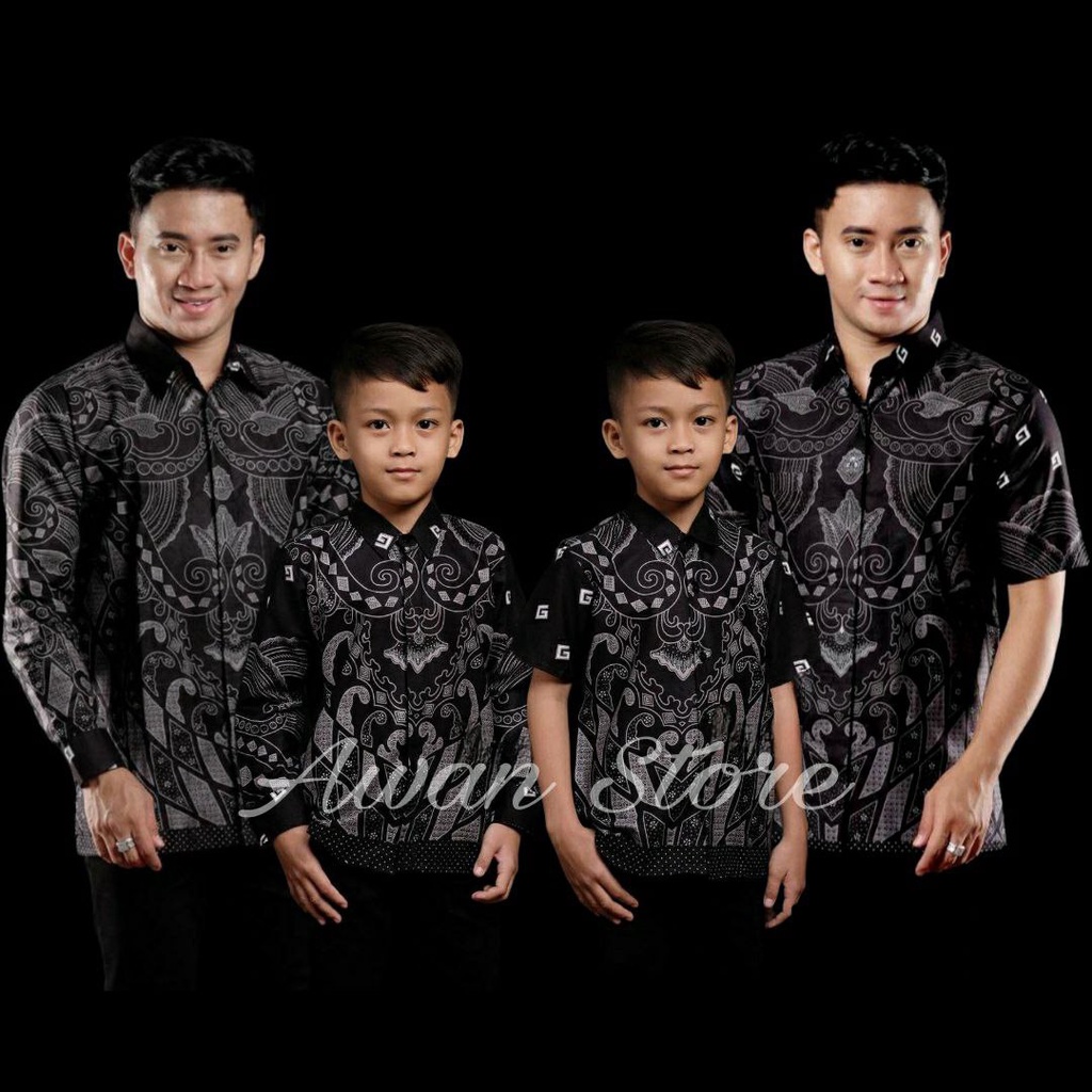 TERBARU Couple sweet || couple batik ayah dan Batik anak cowok BATIK Hitam Abu Batik Terbaru Batik 2023