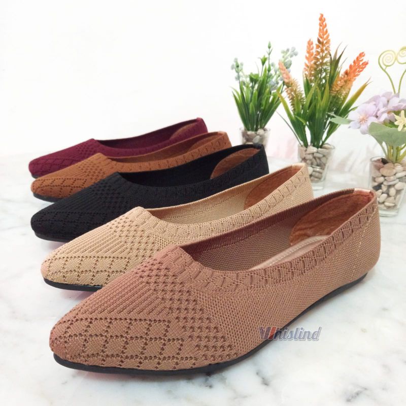 KEZY FLAT SHOES SEPATU FLAT RAJUT IMPORT