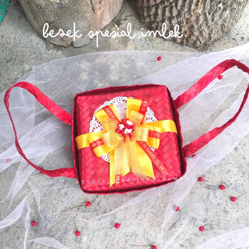[IMLEK EDITION] BESEK JINJING WARNA PITA IMLEK BESEK UNIK BESEK MAKAN Besek makanan besek jogja Hamp