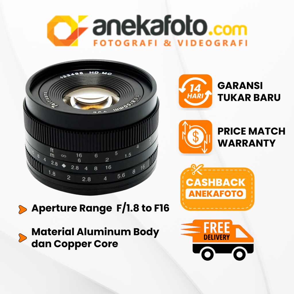 7artisan Lens 50mm 50 mm f1.8 Black