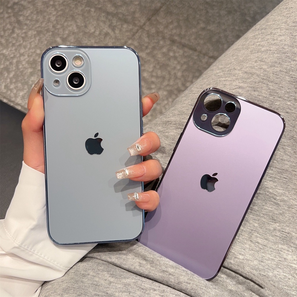 Kualitas Tinggi AG Frosted Tempered Glass Case Untuk Iphone14Plus14 Pro Max13 12 11 Pro MAX Plating Frame Matte Hard Casing iPhone