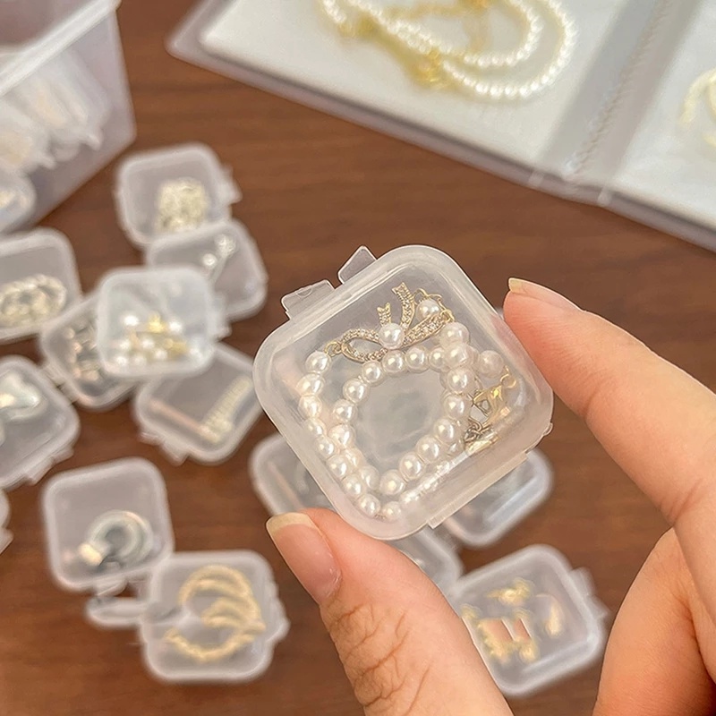 [Hot Sale] Kotak Plastik Persegi Mini Transparan/Wadah Kemasan Perhiasan Organizer Untuk Cincin, Anting, Manik-Manik, Kancing/5Kisi Kompartemen Wadah Plastik