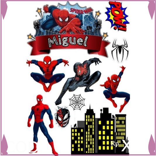 Topper cake Spiderman  baner kue ultah Toko_Renata