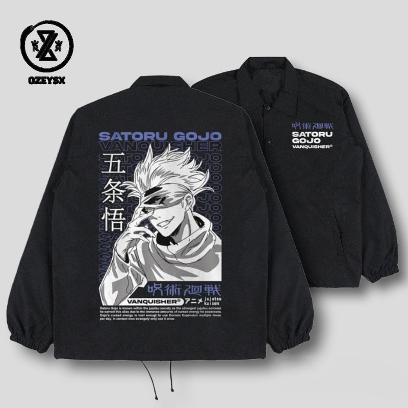 Coach Jaket Parasut Satoru Gojo Dewasa Pria Wanita Original / Jaket Parasut Wibu Jujutsu Kaisen Unisex Dewasa / Jaket Coach Parasut wibu Jepang Waterproof Terbari