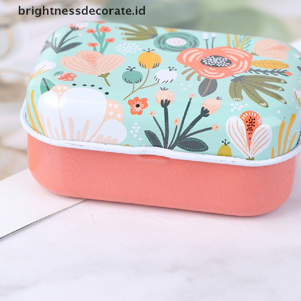 [Birth] Mini Flower Tin Trinket Coin Box Tempat Penyimpanan Perhiasan Tinplate Small Floral [ID]