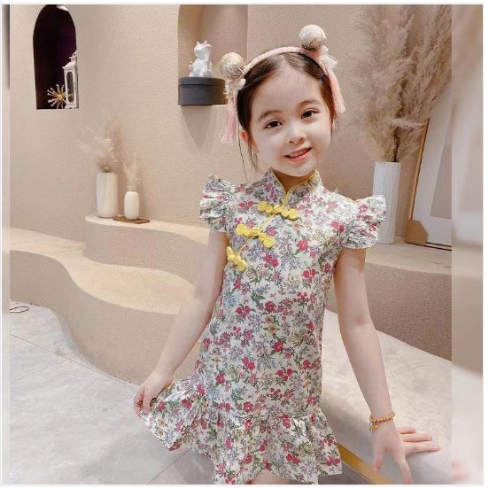 Cheongsam Anak Perempuan/ Qipao Anak Perempuan/ Dress Anak Perempuan IMPORT MODERN 90-140