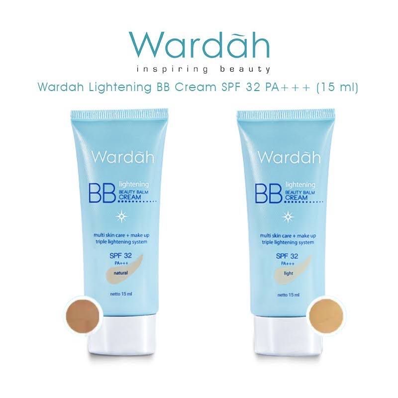 WARDAH Lightening BB Cream Indonesia / BB Krim Wajah 15ml / Multi Skin Care + Make Up Triple Lightening System SPF 32 PA+++ UV Protection Beauty Balm Light Natural / Cosmetic Makeup Face Make Up / Compact Loose Powder Foundation Concealer Bedak / Series