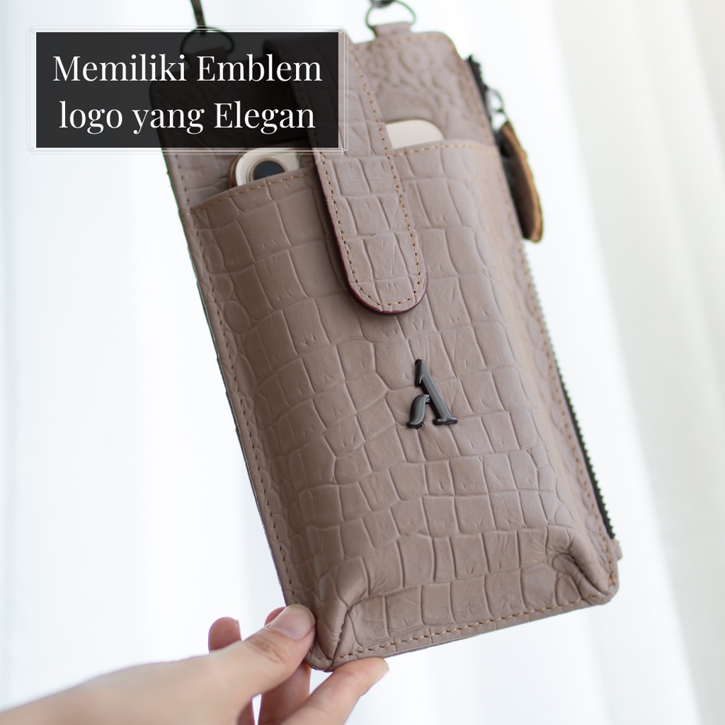 Tas Selempang Wanita Muat Smartphone Mini Phone Bag EDREA Original 100% Kulit Buaya Asli Branded