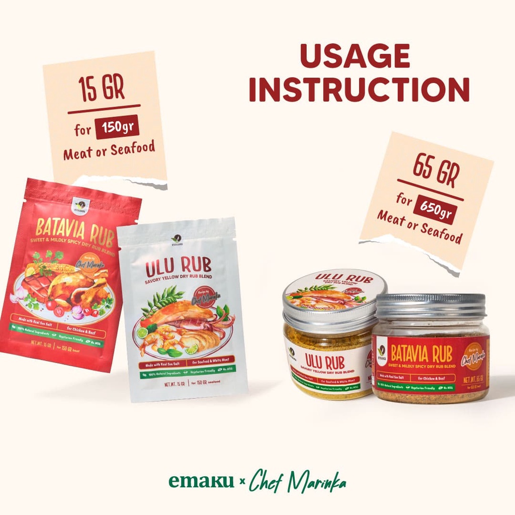 [BUNDLING] Dry Rub Emaku Jar Paket Bumbu Masak Dapur Batavia + Ulu Rub