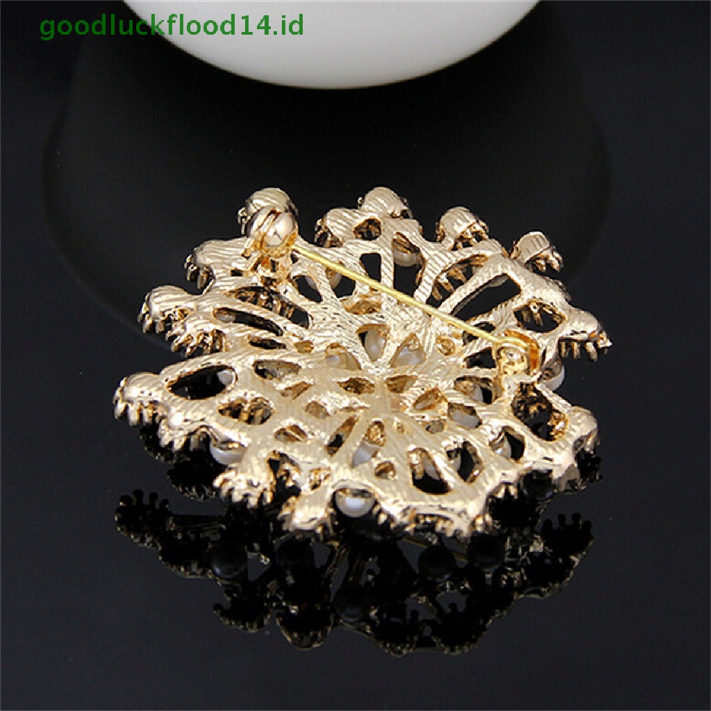 [GOOGFOUR] Hot Pearl Rhinestone Crystal Vintage Flower Brooch Pin Bros Untuk Hadiah Wanita [TOP]