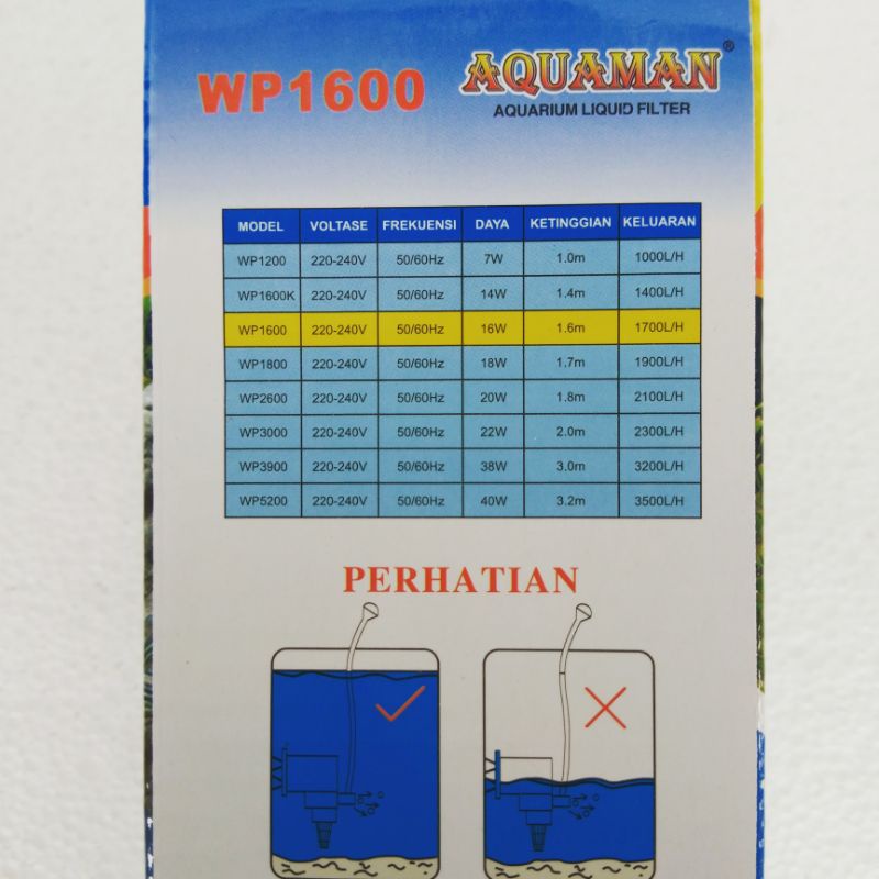 mesin pompa filter celup AQUAMAN WP 1600 power heads akuarium waterpump kolam water pump ph