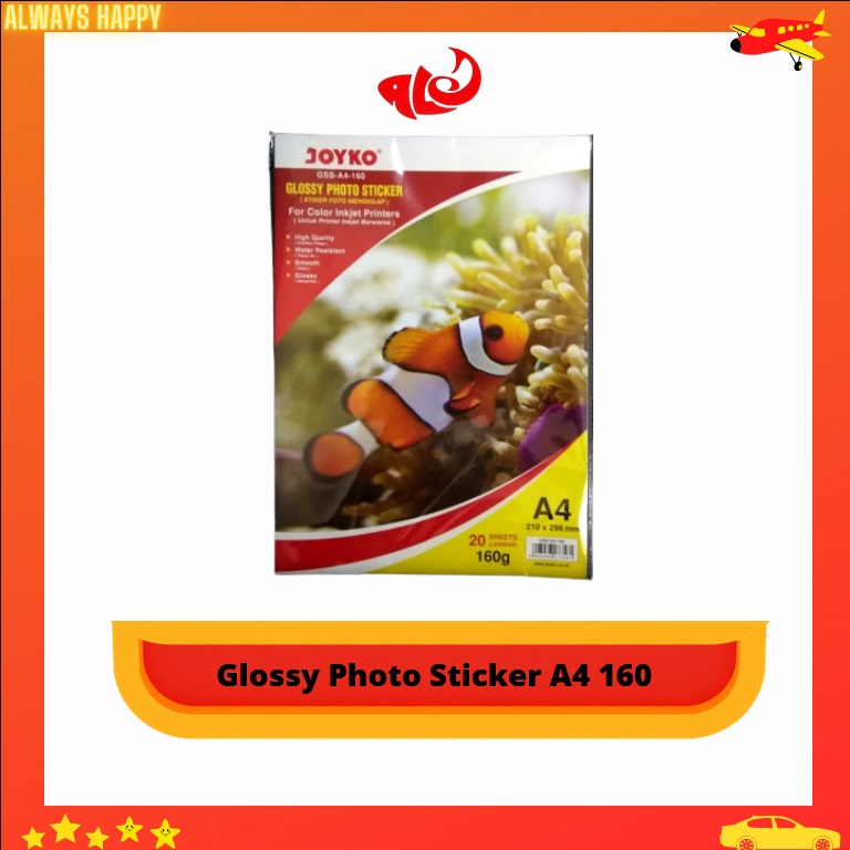 

Kertas Foto Merek Joyko GSS-A4-160 gsm Sticker Glossy Photo Paper