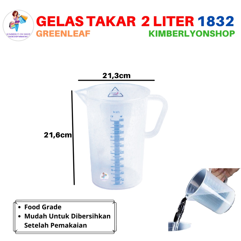 Gelas Ukur / Takar Plastik 2 Liter Green Leaf 1832