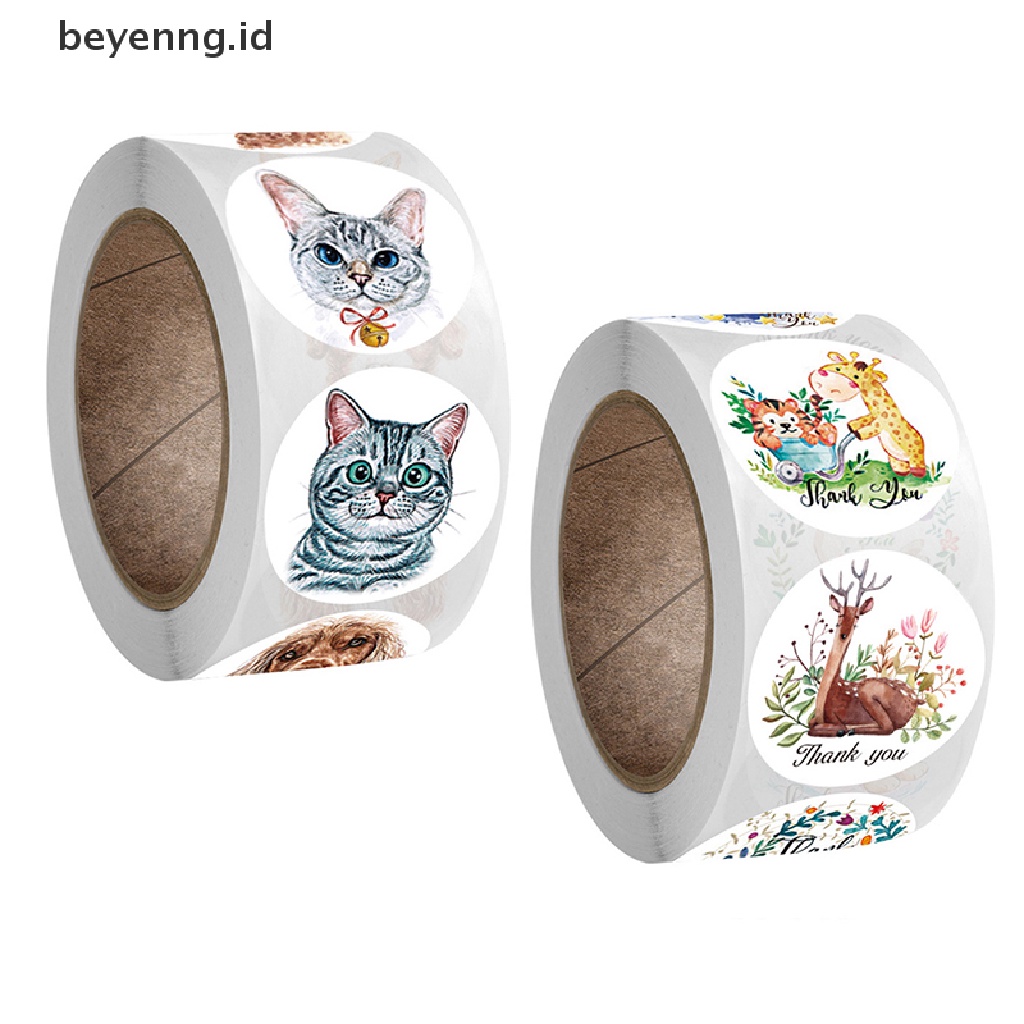 Beyen 500pcs/Roll Stiker Hadiah Guru Stiker Kucing Anjing Untuk Alat Tulis Stiker ID