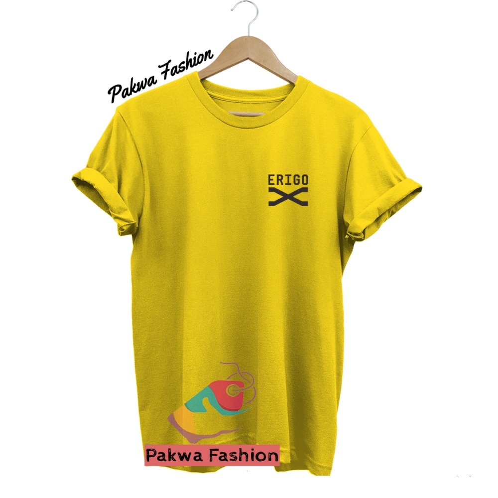 Kaos Distro Lengan Pendek Erigo X Text Hitam Baju Tshirt Polos Pria Wanita Dewasa Keren Terlaris Cow