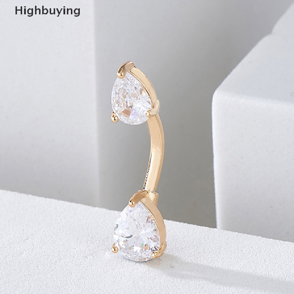 Hbid Zirkon Pusar Perhiasan Pusar Cincin Tetesan Air Tubuh Perhiasan Pusar Pusar Pusar Cincin Lucu Seksi Pusar Cincin Glory