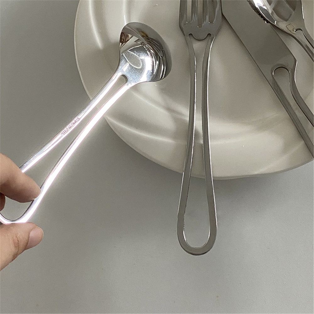 1 Pc Dapur Stainless Steel Garpu Sendok Sup Silver Dessert Fork Tableware