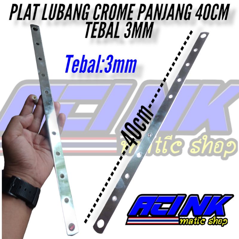 Pengaris lubang besi crome/panel plat lubang besi crome/panel knalpot lubang besi crome panjang 40cm tebal 3mm