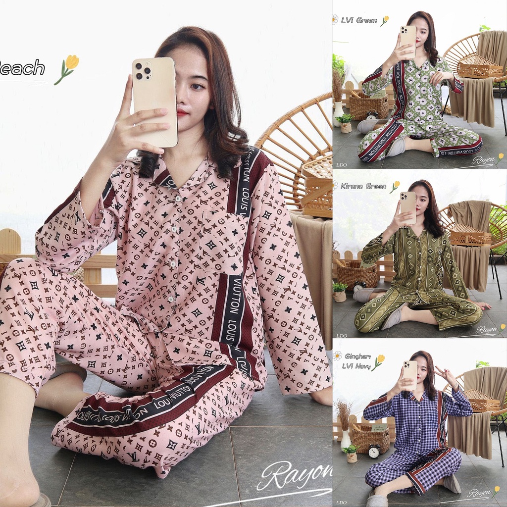 IZANY Piyama Dewasa PP One set Lengan panjang Banyak Motif