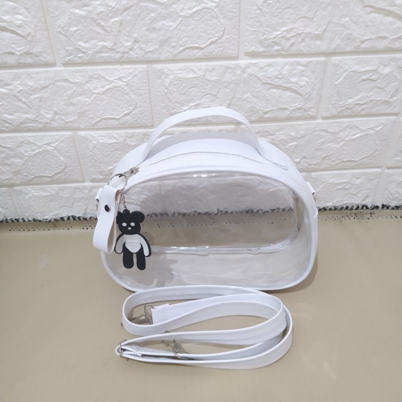 Tas Selempang Transparan / Tas mika pvc anisa (free gantungan) / Tas kosmetik Terbaru