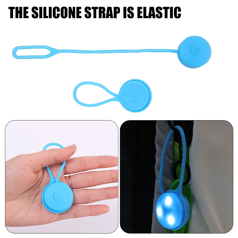 3mode Silikon Lampu Sepeda LED Kedip/Tahan Air Visibilitas Tinggi Hiking Lamp Kancing Bertenaga Baterai Liontin Tas Sekolah