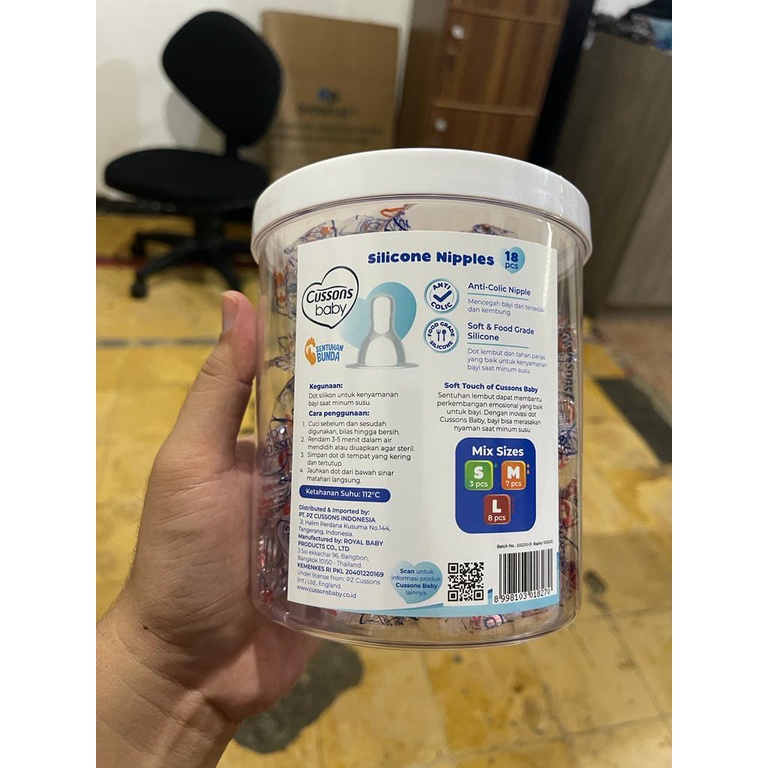 Cussons Baby Nipple Sillicone Jar/Dot Bayi 18's Isi 18 Pcs