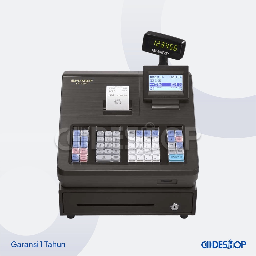 SHARP XE A 207 MESIN KASIR HITAM DILENGKAPI DENGAN PRINTER KASIR