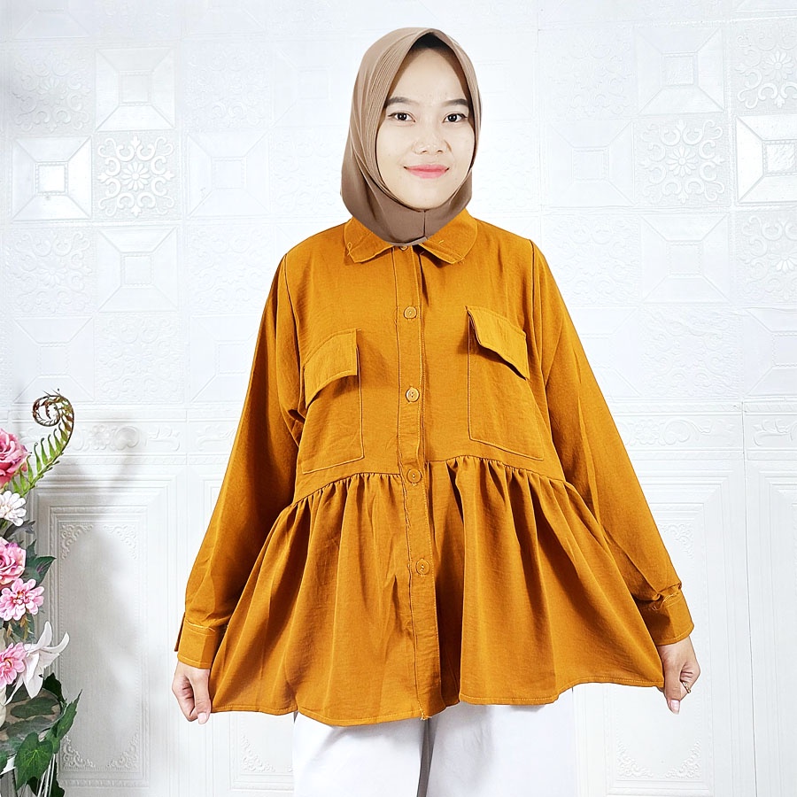 BLOUSE WANITA CRINGKLE AIRFLOW ARINA RUBI ADA KANTONG GL FASHION