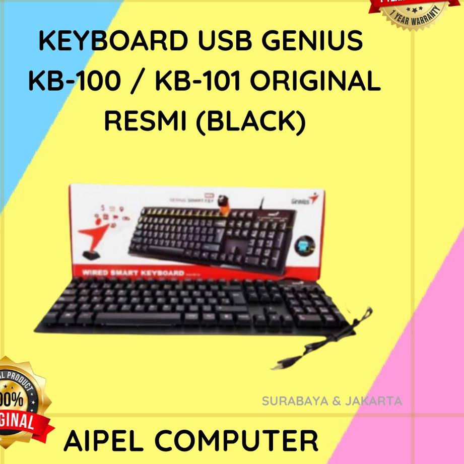 Limited | FG2 | KB1 | KEYBOARD USB GENIUS KB-100 / KB-101 ORIGINAL RESMI (BLACK)