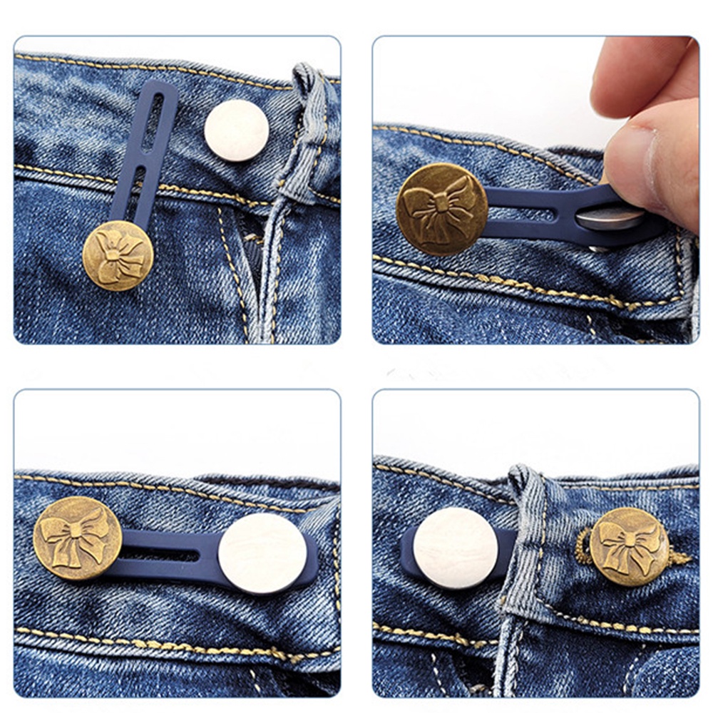 1pc Magic Metal Button Extender Untuk Celana Jeans Gratis Jahit Adjustable Ditarik Pinggang Extenders Button Waistband Expander