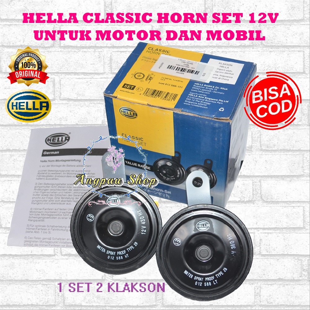 Paket komplit Klakson Hella Classic Double Disk 12V dan Kabel Relay Set MX murah nampol MOBIL MOTOR