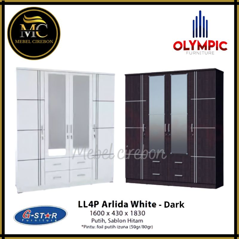 Lemari pakaian pintu 4 putih lemari baju olympic putih lemari minimalis murah tegal pekalongan